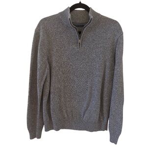 Perry Ellis Men’s Gray Quarter Zip Sweater Size Large L Knit Pullover Classic